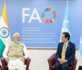 PM Modi was received warmly at Food and Agriculture Organization Headquarters in Rome by Qu Dongyu, Director General of FAO