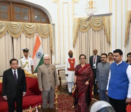 The Governor of Maharashtra Jishnu Dev Varma hosted a reception in honour of the President of Myanmar, U Min Aung Hlaing and the high-level delegation accompanying him at Maharashtra Lok Bhavan Mumbai
