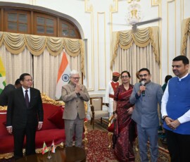 The Governor of Maharashtra Jishnu Dev Varma hosted a reception in honour of the President of Myanmar, U Min Aung Hlaing and the high-level delegation accompanying him at Maharashtra Lok Bhavan Mumbai