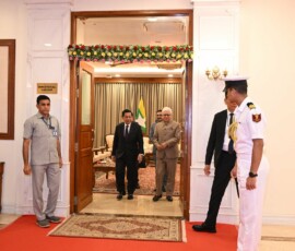 The Governor of Maharashtra Jishnu Dev Varma hosted a reception in honour of the President of Myanmar, U Min Aung Hlaing and the high-level delegation accompanying him at Maharashtra Lok Bhavan Mumbai