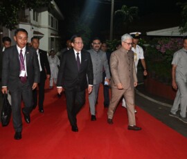 The Governor of Maharashtra Jishnu Dev Varma hosted a reception in honour of the President of Myanmar, U Min Aung Hlaing and the high-level delegation accompanying him at Maharashtra Lok Bhavan Mumbai