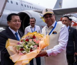 Myanmar President U Min Aung Hlaing arrives in Bodh Gaya, Bihar