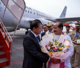 Myanmar President U Min Aung Hlaing arrives in Bodh Gaya, Bihar
