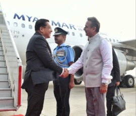 Myanmar President U Min Aung Hlaing arrives in New Delhi
