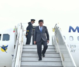 Myanmar President U Min Aung Hlaing arrives in New Delhi