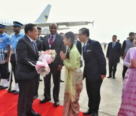 Myanmar President U Min Aung Hlaing arrives in New Delhi