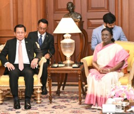 President Droupadi Murmu received President U Min Aung Hlaing of Myanmar at Rashtrapati Bhavan