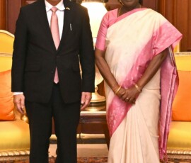 President Droupadi Murmu received President U Min Aung Hlaing of Myanmar at Rashtrapati Bhavan