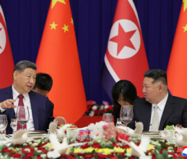 Chinese President Xi Jinping attends a banquet hosted by North Korean leader Kim Jong Un, during his state visit, in Pyongyang, North Korea, June 8, 2026, in this picture released by North Korea's official Korean Central News Agency. KCNA via REUTERS