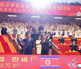 Chinese President Xi Jinping and North Korean leader Kim Jong Un attend a performance at the Pyongyang Indoor Stadium, during Xi's state visit, in Pyongyang, North Korea, June 8, 2026, in this picture released by North Korea's official Korean Central News Agency. KCNA via REUTERS