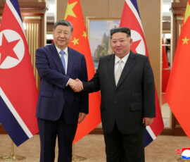 Chinese President Xi Jinping shakes hands with North Korean leader Kim Jong Un during Xi's state visit to Pyongyang, North Korea, June 8, 2026, in this picture released by North Korea's official Korean Central News Agency. KCNA via REUTERS