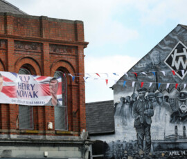Banner with a message in memory of student Henry Nowak, the victim of a knife attack in the southern England city of Southampton last December, in east Belfast, Northern Ireland, June 10, 2026. REUTERS/Isabel Infantes