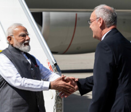 Swiss Federal President Guy Parmelin welcomes India's Prime Minister Narendra Modi at Geneva Airport prior to the G7 summit in nearby Evian (France), in Geneva, Switzerland, June 16, 2026. MARTIAL TREZZINI/Pool via REUTERS