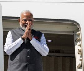 India's Prime Minister Narendra Modi disembarks from the plane at Geneva Airport prior to the G7 summit in nearby Evian (France), in Geneva, Switzerland, June 16, 2026. MARTIAL TREZZINI/Pool via REUTERS