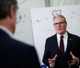 British Prime Minister Keir Starmer speaks during an interview with ITV News Political Editor Robert Peston, on the sidelines of the G7 summit, in Evian-les-Bains in France, June 16, 2026. REUTERS/Isabel Infantes/Pool