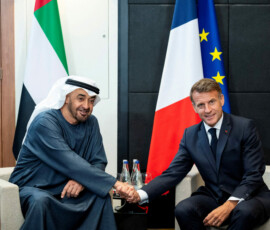 President of the United Arab Emirates Sheikh Mohamed bin Zayed Al Nahyan meets with President of France France Emmanuel Macron, on the sidelines of the G7 France 2026 Summit at the Hotel Royal, Evian Les Bains, France June 16, 2026. Abdulla Al Neyadi/UAE Presidential Court/Handout via REUTERS THIS IMAGE HAS BEEN SUPPLIED BY A THIRD PARTY