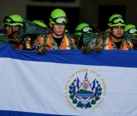 Rescuers to be deployed in support of those affected by the earthquakes in Venezuela, prepare to board an aircraft at El Salvador's Air Force Second Air Brigade in San Luis Talpa, El Salvador, June 25, 2026. REUTERS/Jose Cabezas