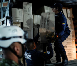 USAR COLOMBIA (Urban Search and Rescue) members prepare for search and rescue operations in Venezuela after the country was struck by earthquakes, in Bogota, Colombia, June 25, 2026. REUTERS/Sergio Acero