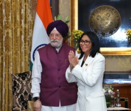 Petroleum Minister Hardeep Singh Puri called on the Acting President of Venezuela Delcy Rodríguez