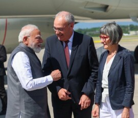 PM Modi has landed in Geneva enroute to Evian to participate in the G7 summit
