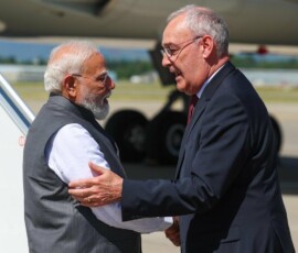 PM Modi has landed in Geneva enroute to Evian to participate in the G7 summit