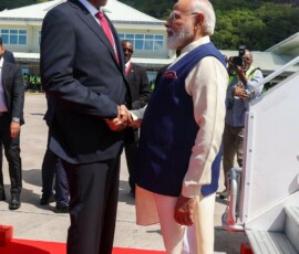 Prime Minister Narendra Modi arrived in Seychelles on a State Visit. PM Modi was received at the airport by President Dr. Patrick Herminie