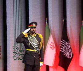 A member of the Iranian army salutes as the coffins of Iran's late Supreme Leader Ayatollah Ali Khamenei and his family members are displayed on the day international delegates participate in a farewell ceremony for Khamenei, who was killed on February 28 during Israeli and U.S. airstrikes on Iran, at the Imam Khomeini Grand Mosalla in Tehran, Iran July 3, 2026. Majid Asgaripour/WANA (West Asia News Agency) via REUTERS ATTENTION EDITORS - THIS PICTURE WAS PROVIDED BY A THIRD PARTY. ISRAEL OUT. NO COMMERCIAL OR EDITORIAL SALES IN ISRAEL. NO ACCESS FOR ISRAELI MEDIA. NO USE BBC PERSIAN. NO USE VOA PERSIAN. NO USE MANOTO. NO USE IRAN INTERNATIONAL. NO USE RADIO FARDA. DIGITAL: NO USE BBC PERSIAN. NO USE VOA PERSIAN. NO USE MANOTO. NO USE IRAN INTERNATIONAL. NO USE RADIO FARDA.