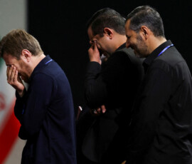 Men react near the coffins of Iran's late Supreme Leader Ayatollah Ali Khamenei and his family members, on the day international delegates participate in a farewell ceremony for Khamenei, who was killed on February 28 during Israeli and U.S. airstrikes on Iran, at the Imam Khomeini Grand Mosalla in Tehran, Iran July 3, 2026. REUTERS/Mohammed Salem Foreign media in Iran operate under guidelines set by the Ministry of Culture and Islamic Guidance, which regulates press activity and permissions ISRAEL OUT. NO COMMERCIAL OR EDITORIAL SALES IN ISRAEL. NO ACCESS FOR ISRAELI MEDIA. NO USE BBC PERSIAN. NO USE VOA PERSIAN. NO USE MANOTO. NO USE IRAN INTERNATIONAL. NO USE RADIO FARDA. DIGITAL: NO USE BBC PERSIAN. NO USE VOA PERSIAN. NO USE MANOTO. NO USE IRAN INTERNATIONAL. NO USE RADIO FARDA. TPX IMAGES OF THE DAY
