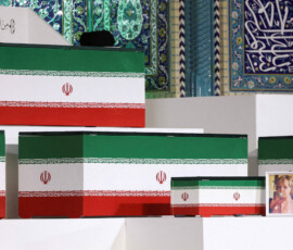 A picture of Zahra Mohammadi Golpayegani, granddaughter of Iran's late Supreme Leader Ayatollah Ali Khamenei, is displayed near the coffins of Khamenei and his family members on the day international delegates participate in a farewell ceremony for Khamenei, who was killed on February 28 during Israeli and U.S. airstrikes on Iran, at the Imam Khomeini Grand Mosalla in Tehran, Iran July 3, 2026. Majid Asgaripour/WANA (West Asia News Agency) via REUTERS ATTENTION EDITORS - THIS PICTURE WAS PROVIDED BY A THIRD PARTY. ISRAEL OUT. NO COMMERCIAL OR EDITORIAL SALES IN ISRAEL. NO ACCESS FOR ISRAELI MEDIA. NO USE BBC PERSIAN. NO USE VOA PERSIAN. NO USE MANOTO. NO USE IRAN INTERNATIONAL. NO USE RADIO FARDA. DIGITAL: NO USE BBC PERSIAN. NO USE VOA PERSIAN. NO USE MANOTO. NO USE IRAN INTERNATIONAL. NO USE RADIO FARDA. TPX IMAGES OF THE DAY