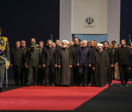 Iranian President Masoud Pezeshkian, Chief Justice of Iran Gholamhossein Mohseni Ejei and Iran's parliament speaker Mohammad Baqer Qalibaf attend a farewell ceremony for Iran's late Supreme Leader Ayatollah Ali Khamenei, who was killed on February 28 during Israeli and U.S. airstrikes on Iran, for international delegates at the Imam Khomeini Grand Mosalla in Tehran, Iran, July 3, 2026. REUTERS/Mohammed Salem Foreign media in Iran operate under guidelines set by the Ministry of Culture and Islamic Guidance, which regulates press activity and permissions ISRAEL OUT. NO COMMERCIAL OR EDITORIAL SALES IN ISRAEL. NO ACCESS FOR ISRAELI MEDIA. NO USE BBC PERSIAN. NO USE VOA PERSIAN. NO USE MANOTO. NO USE IRAN INTERNATIONAL. NO USE RADIO FARDA. DIGITAL: NO USE BBC PERSIAN. NO USE VOA PERSIAN. NO USE MANOTO. NO USE IRAN INTERNATIONAL. NO USE RADIO FARDA.