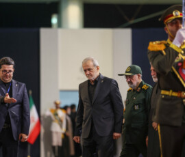 Iranian President Masoud Pezeshkian and Iranian military commander Mohsen Rezaee attend a farewell ceremony for Iran's late Supreme Leader Ayatollah Ali Khamenei, who was killed on February 28 during Israeli and U.S. airstrikes on Iran, for international delegates at the Imam Khomeini Grand Mosalla in Tehran, Iran, July 3, 2026. REUTERS/Mohammed Salem Foreign media in Iran operate under guidelines set by the Ministry of Culture and Islamic Guidance, which regulates press activity and permissions ISRAEL OUT. NO COMMERCIAL OR EDITORIAL SALES IN ISRAEL. NO ACCESS FOR ISRAELI MEDIA. NO USE BBC PERSIAN. NO USE VOA PERSIAN. NO USE MANOTO. NO USE IRAN INTERNATIONAL. NO USE RADIO FARDA. DIGITAL: NO USE BBC PERSIAN. NO USE VOA PERSIAN. NO USE MANOTO. NO USE IRAN INTERNATIONAL. NO USE RADIO FARDA.