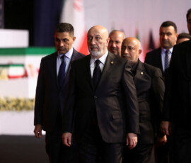 Iraqi President Nizar Amidi attends a farewell ceremony for Iran's late Supreme Leader Ayatollah Ali Khamenei, who was killed on February 28 during Israeli and U.S. airstrikes on Iran, for international delegates at the Imam Khomeini Grand Mosalla in Tehran, Iran July 3, 2026. Majid Asgaripour/WANA (West Asia News Agency) via REUTERS ATTENTION EDITORS - THIS PICTURE WAS PROVIDED BY A THIRD PARTY. ISRAEL OUT. NO COMMERCIAL OR EDITORIAL SALES IN ISRAEL. NO ACCESS FOR ISRAELI MEDIA. NO USE BBC PERSIAN. NO USE VOA PERSIAN. NO USE MANOTO. NO USE IRAN INTERNATIONAL. NO USE RADIO FARDA. DIGITAL: NO USE BBC PERSIAN. NO USE VOA PERSIAN. NO USE MANOTO. NO USE IRAN INTERNATIONAL. NO USE RADIO FARDA.