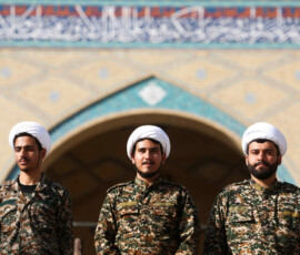 Members of Basij paramilitary forces stand guard outside the Imam Khomeini Grand Mosalla, on the day international delegates participate in a farewell ceremony for Iran's late Supreme Leader Ayatollah Ali Khamenei, who was killed on February 28 during Israeli and U.S. airstrikes on Iran, in Tehran, Iran, July 3, 2026. Majid Asgaripour/WANA (West Asia News Agency) via REUTERS ATTENTION EDITORS - THIS PICTURE WAS PROVIDED BY A THIRD PARTY. ISRAEL OUT. NO COMMERCIAL OR EDITORIAL SALES IN ISRAEL. NO ACCESS FOR ISRAELI MEDIA. NO USE BBC PERSIAN. NO USE VOA PERSIAN. NO USE MANOTO. NO USE IRAN INTERNATIONAL. NO USE RADIO FARDA. DIGITAL: NO USE BBC PERSIAN. NO USE VOA PERSIAN. NO USE MANOTO. NO USE IRAN INTERNATIONAL. NO USE RADIO FARDA.
