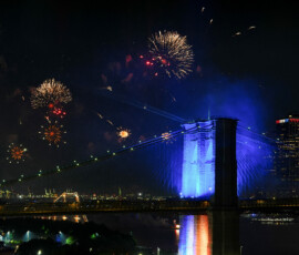 Fireworks explode over the Brooklyn Bridge as the United States celebrates its 250th anniversary on Independence Day in New York City, U.S., July 4, 2026. REUTERS/Angelina Katsanis