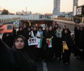 Women pose of pictures on the day of the funeral procession for Iran's late Supreme Leader Ayatollah Ali Khamenei, who was killed on February 28 in Israeli and U.S. airstrikes, in Tehran, Iran, July 6, 2026. REUTERS/Alkis Konstantinidis