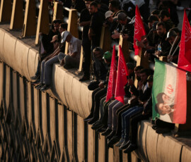 Mourners gather to attend the funeral procession for Iran's late Supreme Leader Ayatollah Ali Khamenei, who was killed on February 28 in Israeli and U.S. airstrikes, in Tehran, Iran, July 6, 2026. REUTERS/Alkis Konstantinidis