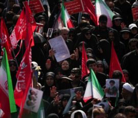 Mourners gather on the day of a funeral procession for Iran's late Supreme Leader Ayatollah Ali Khamenei, who was killed on February 28 in Israeli and U.S. airstrikes, in Tehran, Iran, July 6, 2026. REUTERS/Alkis Konstantinidis