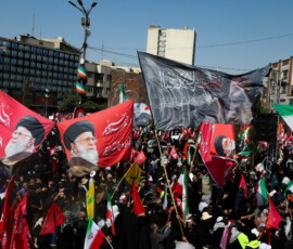Mourners gather on the day of a funeral procession for Iran's late Supreme Leader Ayatollah Ali Khamenei, who was killed on February 28 in Israeli and U.S. airstrikes, in Tehran, Iran, July 6, 2026. REUTERS/Mohammed Salem