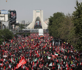 People attend a funeral procession for Iran's late Supreme Leader Ayatollah Ali Khamenei, who was killed on February 28 in Israeli and U.S. airstrikes, in Tehran, Iran, July 6, 2026. Majid Asgaripour/WANA (West Asia News Agency) via REUTERS