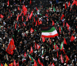 Mourners gather on the day of a funeral procession for Iran's late Supreme Leader Ayatollah Ali Khamenei, who was killed on February 28 in Israeli and U.S. airstrikes, in Tehran, Iran, July 6, 2026. REUTERS/Murad Sezer