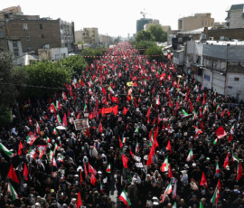 People gather during a funeral procession for Iran's late Supreme Leader Ayatollah Ali Khamenei, who was killed on February 28 in Israeli and U.S. airstrikes, in Tehran, Iran, July 6, 2026. Majid Asgaripour/WANA (West Asia News Agency) via REUTERS