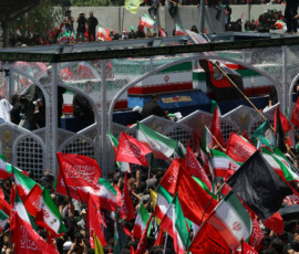 A vehicle carrying coffins of Iran's late Supreme Leader Ayatollah Ali Khamenei and his family members, makes its way as people attend a funeral procession for Khamenei, who was killed on February 28 in Israeli and U.S. airstrikes, in Tehran, Iran, July 6, 2026. REUTERS/Murad Sezer