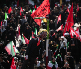 Mourners hang an effigy depicting U.S. President Donald Trump as they gather on the day of a funeral procession for Iran's late Supreme Leader Ayatollah Ali Khamenei, who was killed on February 28 in Israeli and U.S. airstrikes, in Tehran, Iran, July 6, 2026. REUTERS/Alkis Konstantinidis Foreign media in Iran operate under guidelines set by the Ministry of Culture and Islamic Guidance, which regulates press activity and permissions ISRAEL OUT. NO COMMERCIAL OR EDITORIAL SALES IN ISRAEL. NO ACCESS FOR ISRAELI MEDIA. NO USE BBC PERSIAN. NO USE VOA PERSIAN. NO USE MANOTO. NO USE IRAN INTERNATIONAL. NO USE RADIO FARDA. DIGITAL: NO USE BBC PERSIAN. NO USE VOA PERSIAN. NO USE MANOTO. NO USE IRAN INTERNATIONAL. NO USE RADIO FARDA. TPX IMAGES OF THE DAY