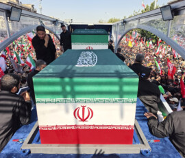 A vehicle carrying coffins of Iran's late Supreme Leader Ayatollah Ali Khamenei and his family members, makes its way as people attend a funeral procession for Khamenei, who was killed on February 28 in Israeli and U.S. airstrikes, in Tehran, Iran July 6, 2026. Office of the Iranian Supreme Leader/Handout via REUTERS ATTENTION EDITORS - THIS PICTURE WAS PROVIDED BY A THIRD PARTY. ISRAEL OUT. NO COMMERCIAL OR EDITORIAL SALES IN ISRAEL. NO ACCESS FOR ISRAELI MEDIA. NO USE BBC PERSIAN. NO USE VOA PERSIAN. NO USE MANOTO. NO USE IRAN INTERNATIONAL. NO USE RADIO FARDA. DIGITAL: NO USE BBC PERSIAN. NO USE VOA PERSIAN. NO USE MANOTO. NO USE IRAN INTERNATIONAL. NO USE RADIO FARDA
