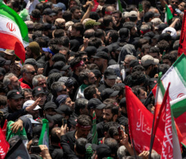 People attend a funeral procession for Iran's late Supreme Leader Ayatollah Ali Khamenei, who was killed on February 28 in Israeli and U.S. airstrikes, in Tehran, Iran July 6, 2026. REUTERS/Alkis Konstantinidis Foreign media in Iran operate under guidelines set by the Ministry of Culture and Islamic Guidance, which regulates press activity and permissions ISRAEL OUT. NO COMMERCIAL OR EDITORIAL SALES IN ISRAEL. NO ACCESS FOR ISRAELI MEDIA. NO USE BBC PERSIAN. NO USE VOA PERSIAN. NO USE MANOTO. NO USE IRAN INTERNATIONAL. NO USE RADIO FARDA. DIGITAL: NO USE BBC PERSIAN. NO USE VOA PERSIAN. NO USE MANOTO. NO USE IRAN INTERNATIONAL. NO USE RADIO FARDA.