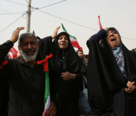 People attend a funeral procession for Iran's late Supreme Leader Ayatollah Ali Khamenei, who was killed on February 28 in Israeli and U.S. airstrikes, in Qom, Iran July 7, 2026. Azam Dadashi/ISNA/via WANA (West Asia News Agency)via REUTERS ATTENTION EDITORS - THIS PICTURE WAS PROVIDED BY A THIRD PARTY. ISRAEL OUT. NO COMMERCIAL OR EDITORIAL SALES IN ISRAEL. NO ACCESS FOR ISRAELI MEDIA. NO USE BBC PERSIAN. NO USE VOA PERSIAN. NO USE MANOTO. NO USE IRAN INTERNATIONAL. NO USE RADIO FARDA. DIGITAL: NO USE BBC PERSIAN. NO USE VOA PERSIAN. NO USE MANOTO. NO USE IRAN INTERNATIONAL. NO USE RADIO FARDA.