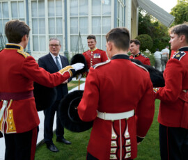 PARIS, FRANCE - JULY 14: Prime Minister Keir Starmer meets with the British Army's Grenadier Guards at the British Residence on July 14, 2026 in Paris, France. Pierre Crom/Pool via REUTERS