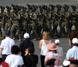 Croatia's troops march with soldiers from countries of the Coalition of the Willing during the annual Bastille Day military parade on the Place de la Concorde in Paris, France, July 14, 2026. REUTERS/Tom Nicholson