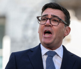 Britain's newly appointed Prime Minister Andy Burnham delivers a speech outside 10 Downing Street after taking office, in London, Britain, July 20, 2026. REUTERS/Isabel Infantes