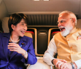 Glimpses of Prime Minister Narendra Modi and Japanese Prime Minister Sanae Takaichi at Hyderabad House, where the two leaders held wide-ranging discussions during the 16th India-Japan Annual Summit